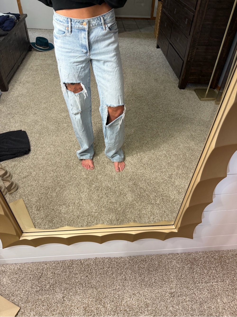 Express Light Wash Ripped Boyfriend Jeans